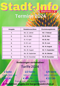 Termine und Tarife Stadt-Info 2024